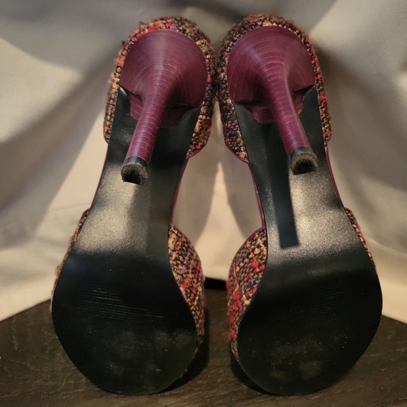 Steve Madden Y2K Tweed Heels Purple Multi Rhinestone Flower Vintage *sz 8.5* - Picture 5 of 8